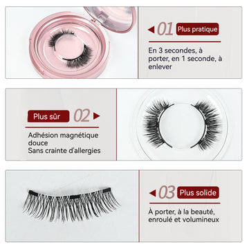 Faux cils 12 mm magnetique avec boîte de rangement et miroir épais naturel réutilisables matériaux naturels cils magnetique portable
